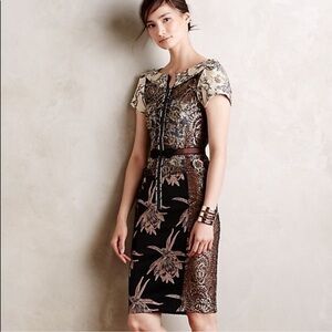 Beguile Byron Lars Brocade Dress Anthropologie Womens 4 Petite
